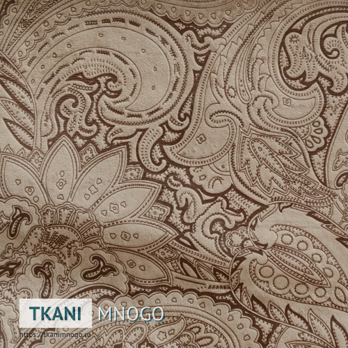 Фото ткани велюра CF “RJB15-5” (огурцы коричневый)